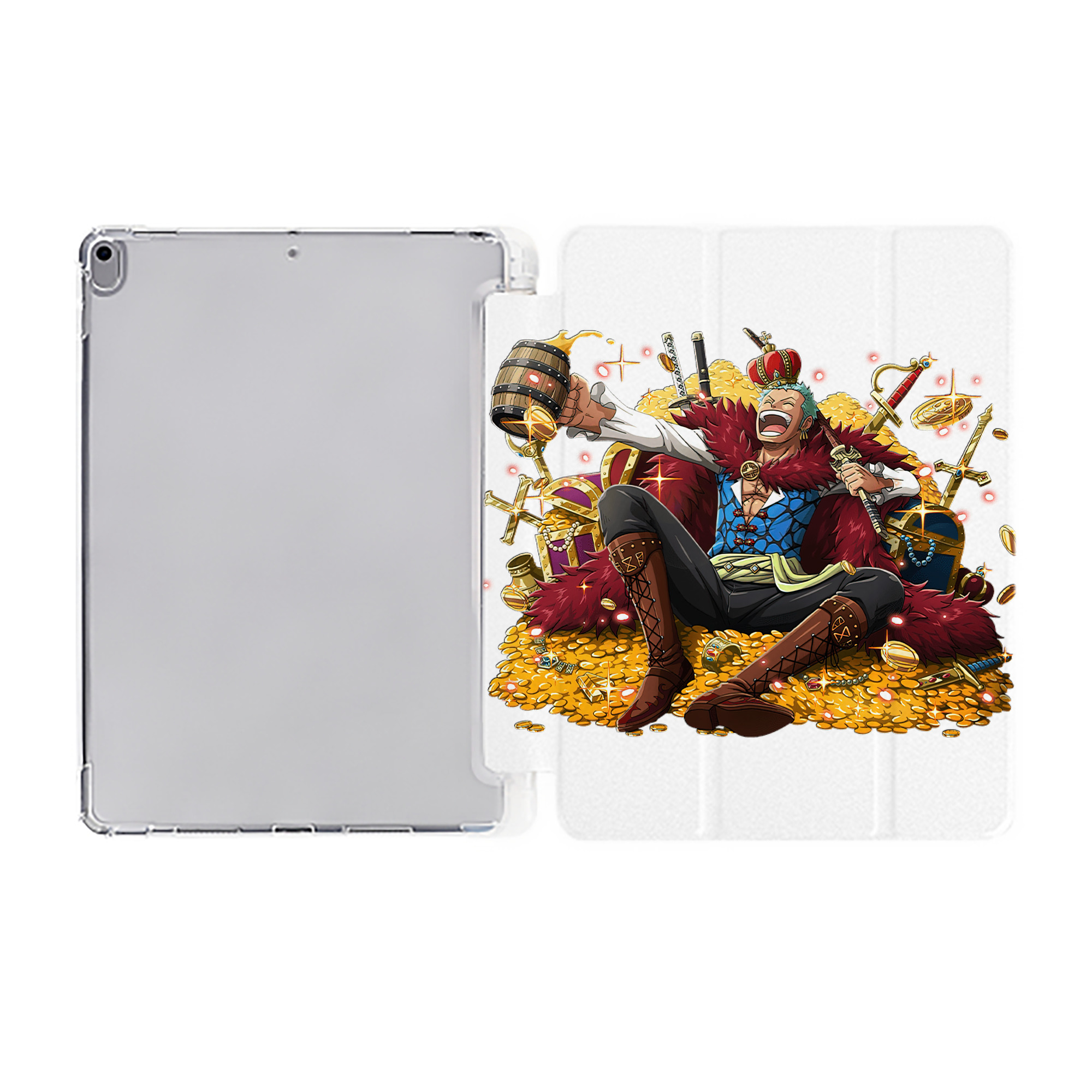 （画像用） ワンピース ロロノア・ゾロ ONE PIECE Roronoa Zoro IPad ケース ペン収納付き 三つ折りスタンド PUレザー×シリコン 対応機種9.5/10.5/10.9インチ